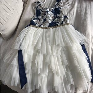 American Princess White and Navy Floral Dress